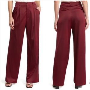 Wayf Burgundy Red Satin Pants (NWT)